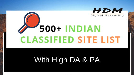 High DA, PA & PR Free Indian Classified Submission Sites List