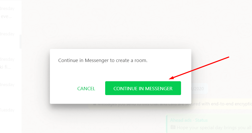 How to Create Messenger Room on WhatsApp Web Screenshot_2