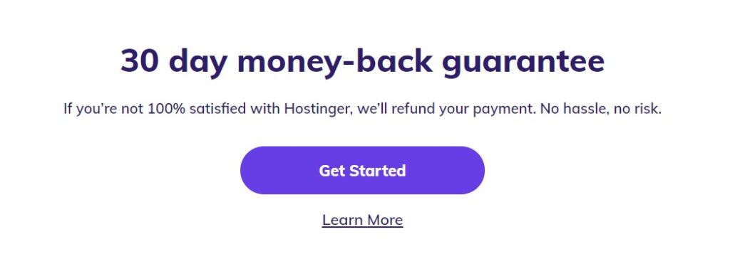 Hostinger Web Hosting money back guarantee