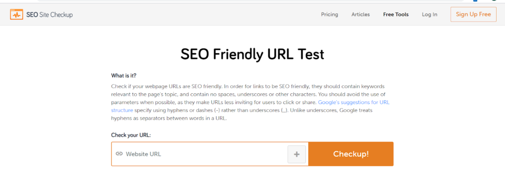 SEO friendly URL - Seositecheckup Tool Overview