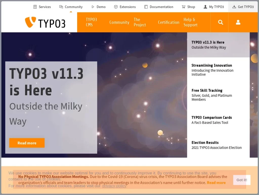 TYPO3 CMS Platform Screenshot